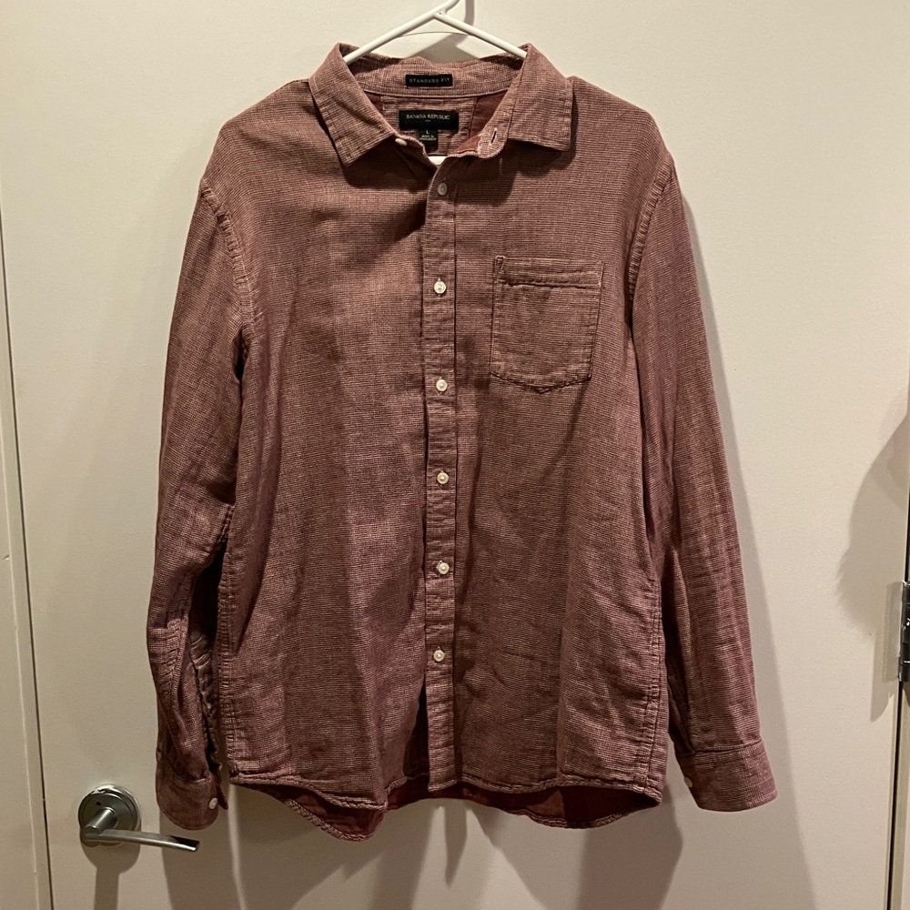 Banana Republic Factory Gingham Button Up Long Sleeve Shirt L
